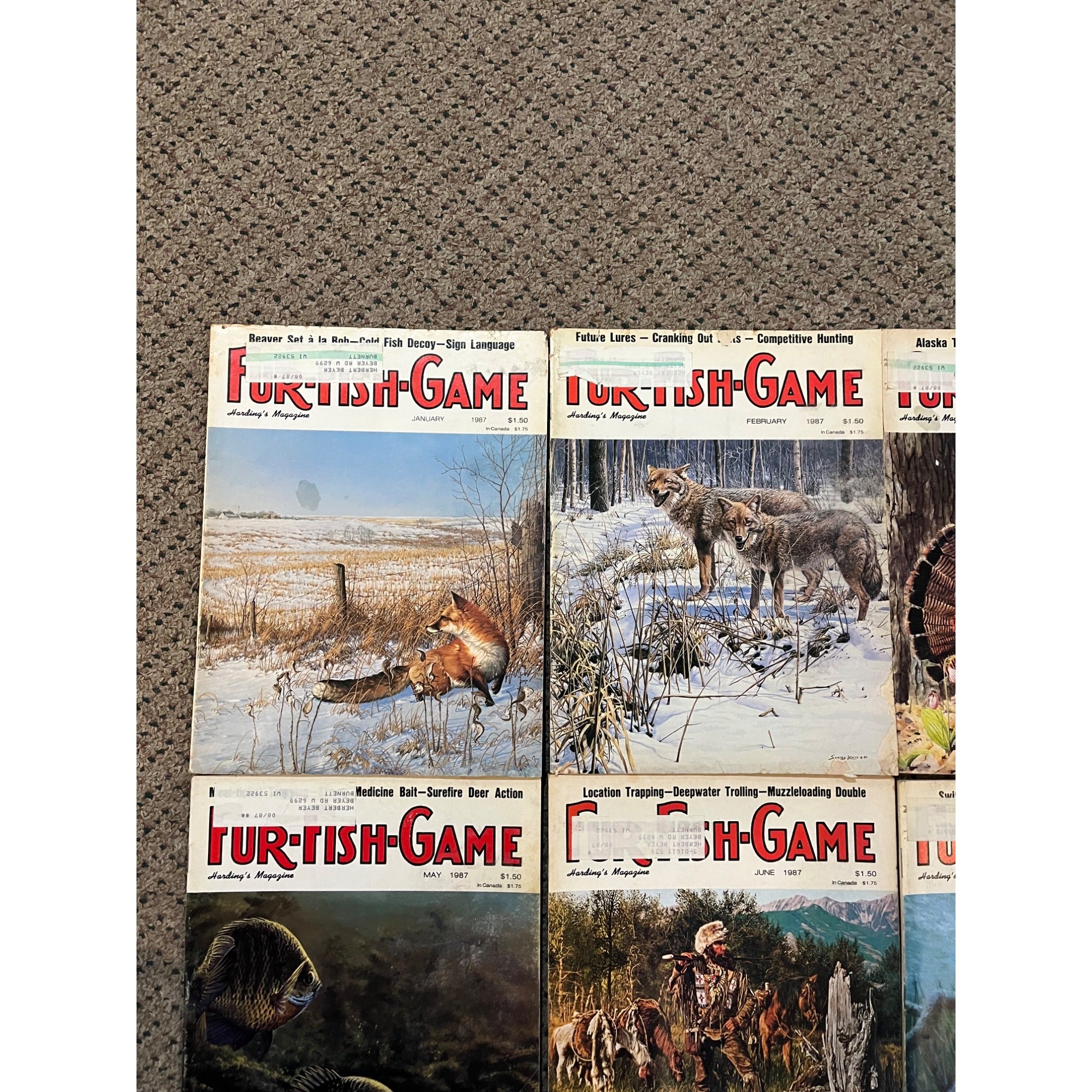 Vintage 1987 Fur, Fish, & Game Full Year Hunting Fishing Outdoorsman Magazines