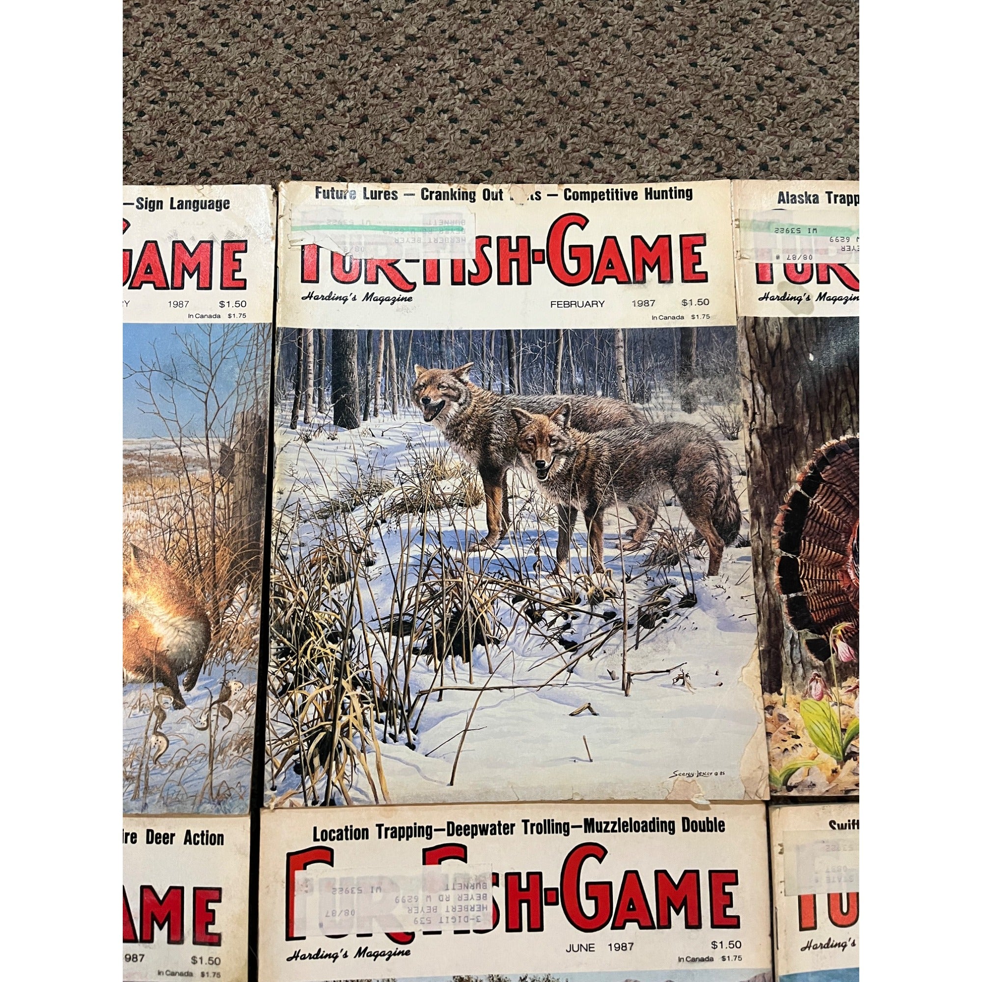 Vintage 1987 Fur, Fish, & Game Full Year Hunting Fishing Outdoorsman Magazines