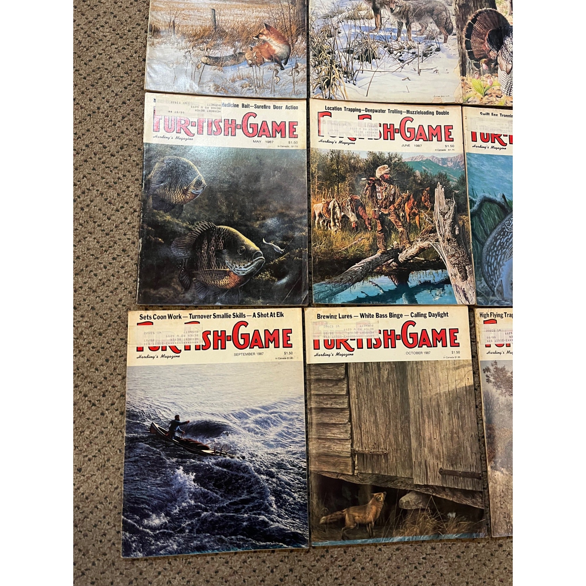 Vintage 1987 Fur, Fish, & Game Full Year Hunting Fishing Outdoorsman Magazines