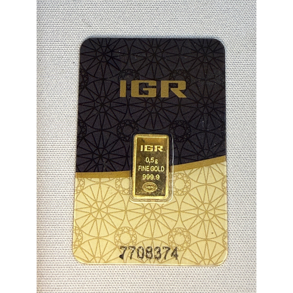 IGR 0.5 Grams Pure Gold Bar Assay 0.999 Fine Gold Sigma Verified Bullion