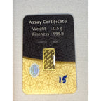 IGR 0.5 Grams Pure Gold Bar Assay 0.999 Fine Gold Sigma Verified Bullion