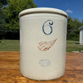 Antique Red Wing 6 Gallon Stoneware Crock Brown Wing Blue 6 Minnesota Crock