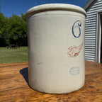 Antique Red Wing 6 Gallon Stoneware Crock Brown Wing Blue 6 Minnesota Crock