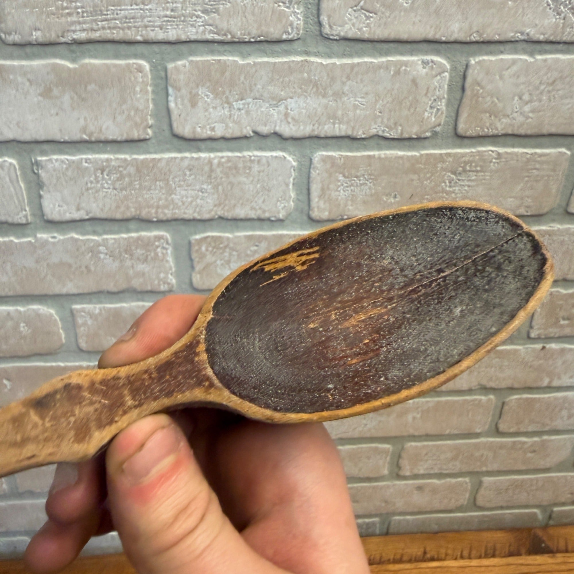 Vintage Primitive Ornate 1940s WOODEN SPOON Marked MADE IN OCCUPIED JAPAN