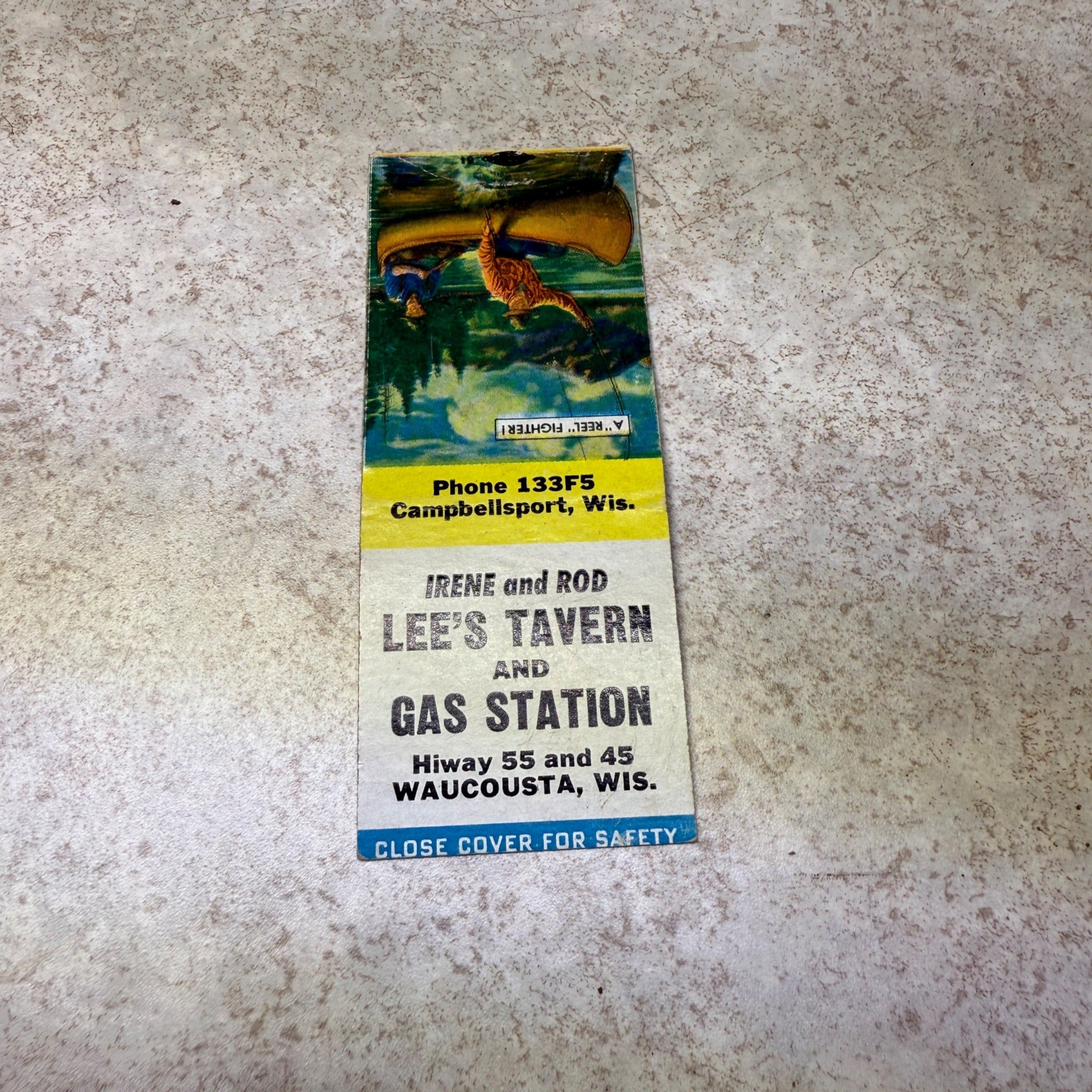 Lee's Tavern Gas Station Waucousta Wis Advertising Matchbook