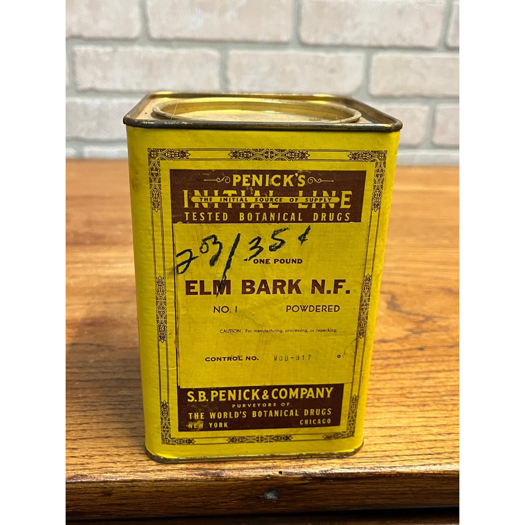 Vintage Penick's Botanical Drugs Tin Elm Bark Apothecary Pharmacy Container Can