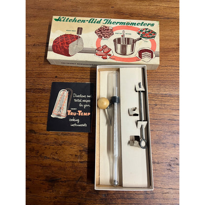 Vtg Thermometer Chaney Kitchen Aid Roast Meat & Deep Fat Frying Candy w/ Box