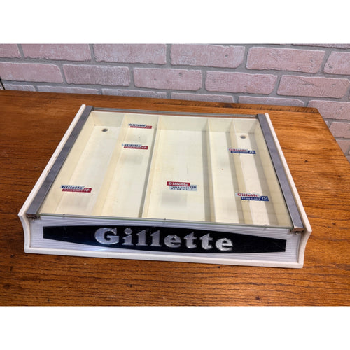 Vintage Gillette Counter Glass Top Razor and Blade Store Display Case