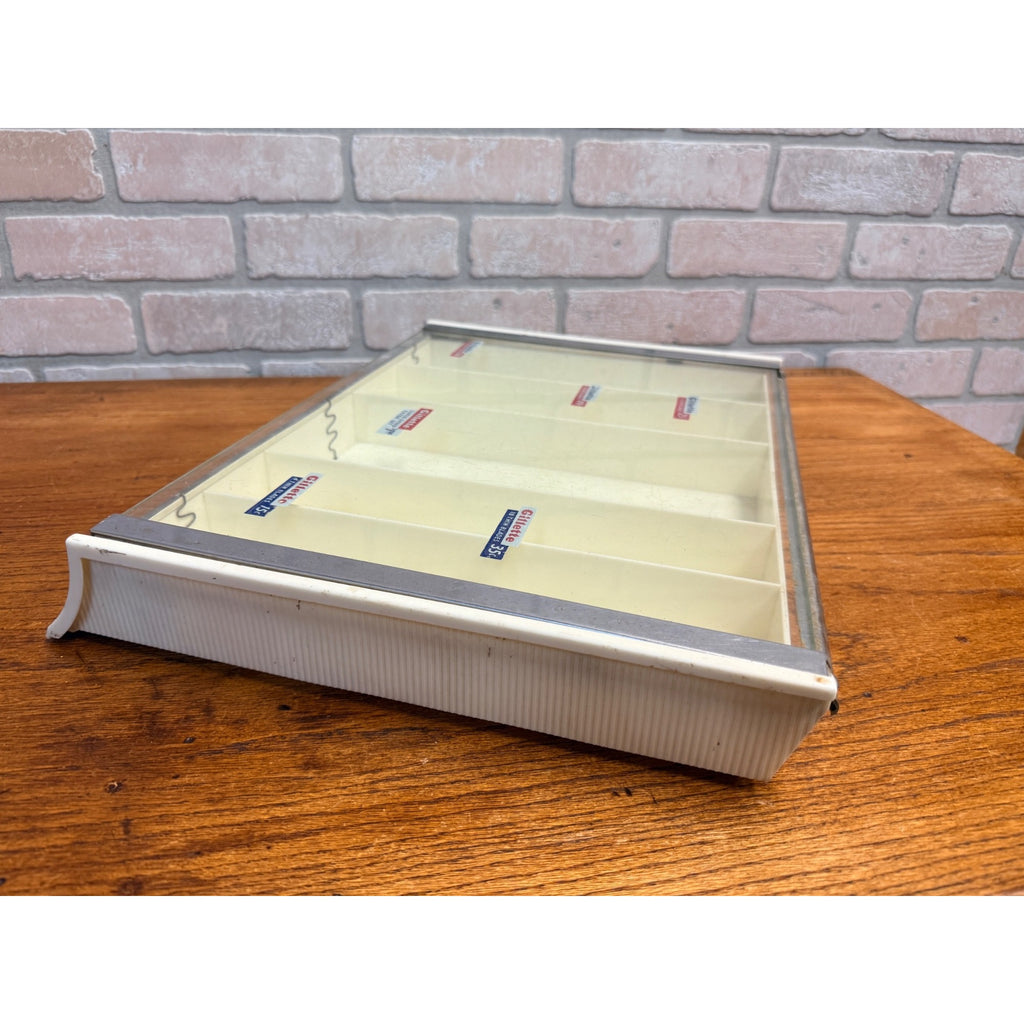 Vintage Gillette Counter Glass Top Razor and Blade Store Display Case