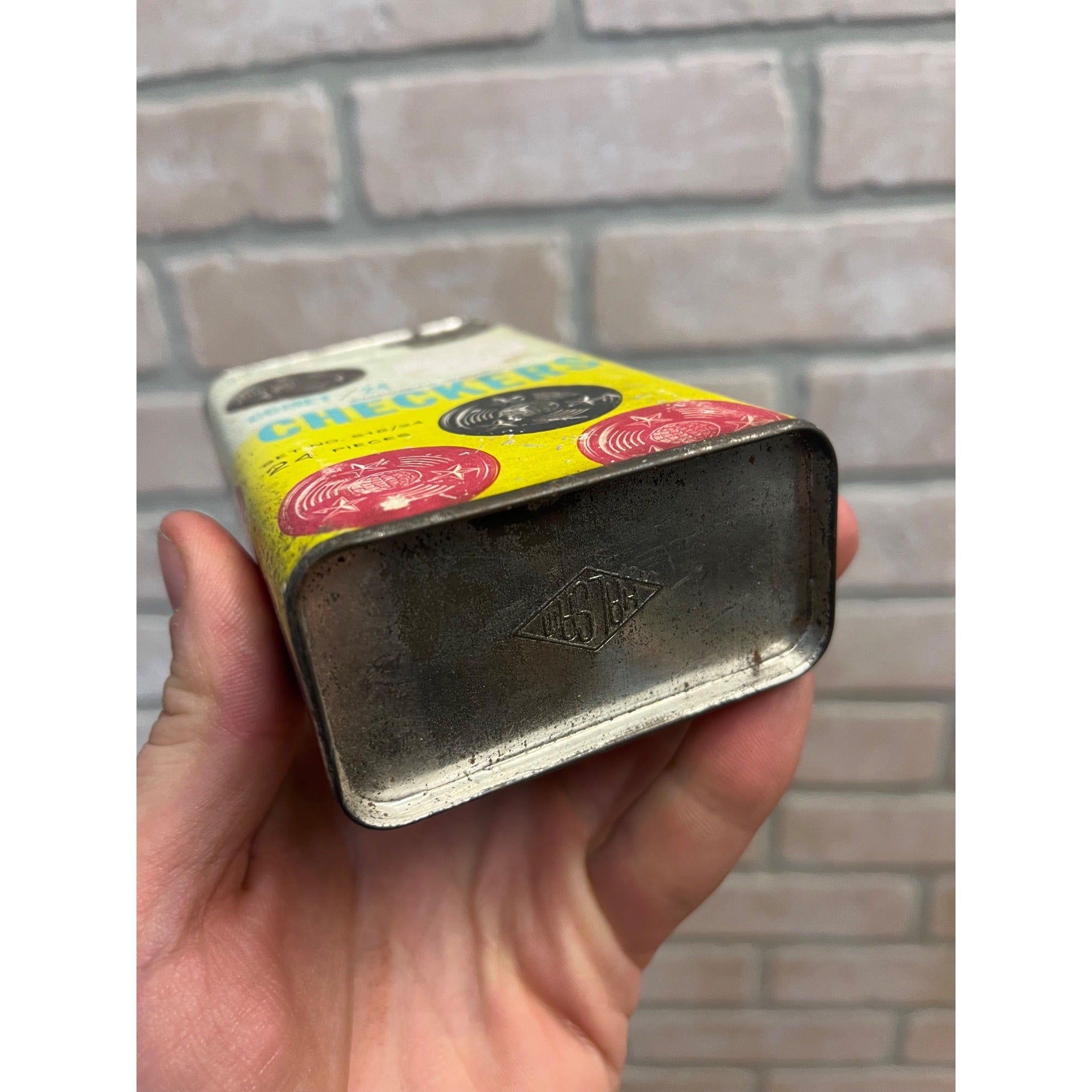 Vintage 1950s Halsam Comet Checkers Embossed Wood Unopened NOS Box Can