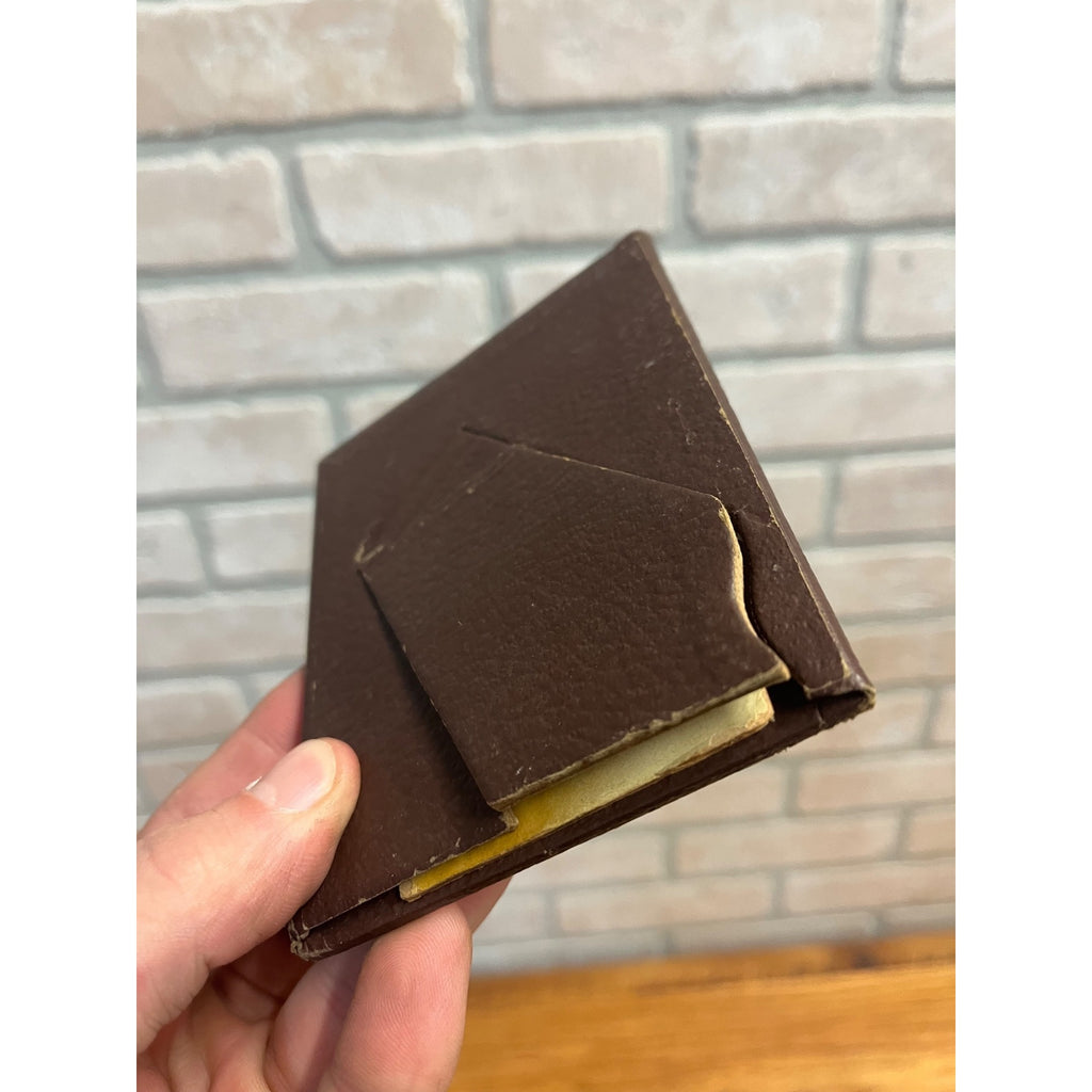 Antique Victorian Faux Leather Picture Frames w/ Old Photos Brown & Gold 3.5x4.5