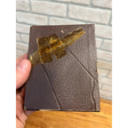 Antique Victorian Faux Leather Picture Frames w/ Old Photos Brown & Gold 3.5x4.5