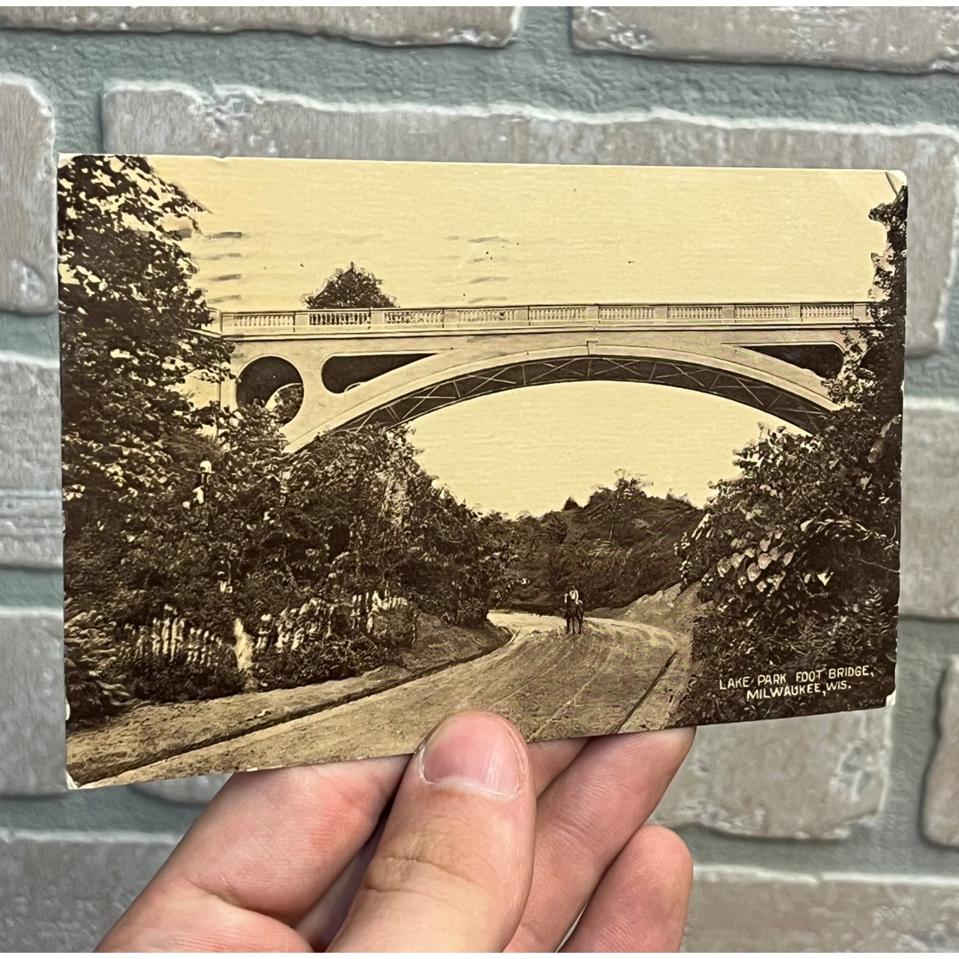 Vintage 1910 Milwaukee Wis Lake Park Foot Bridge RPPC Postcard
