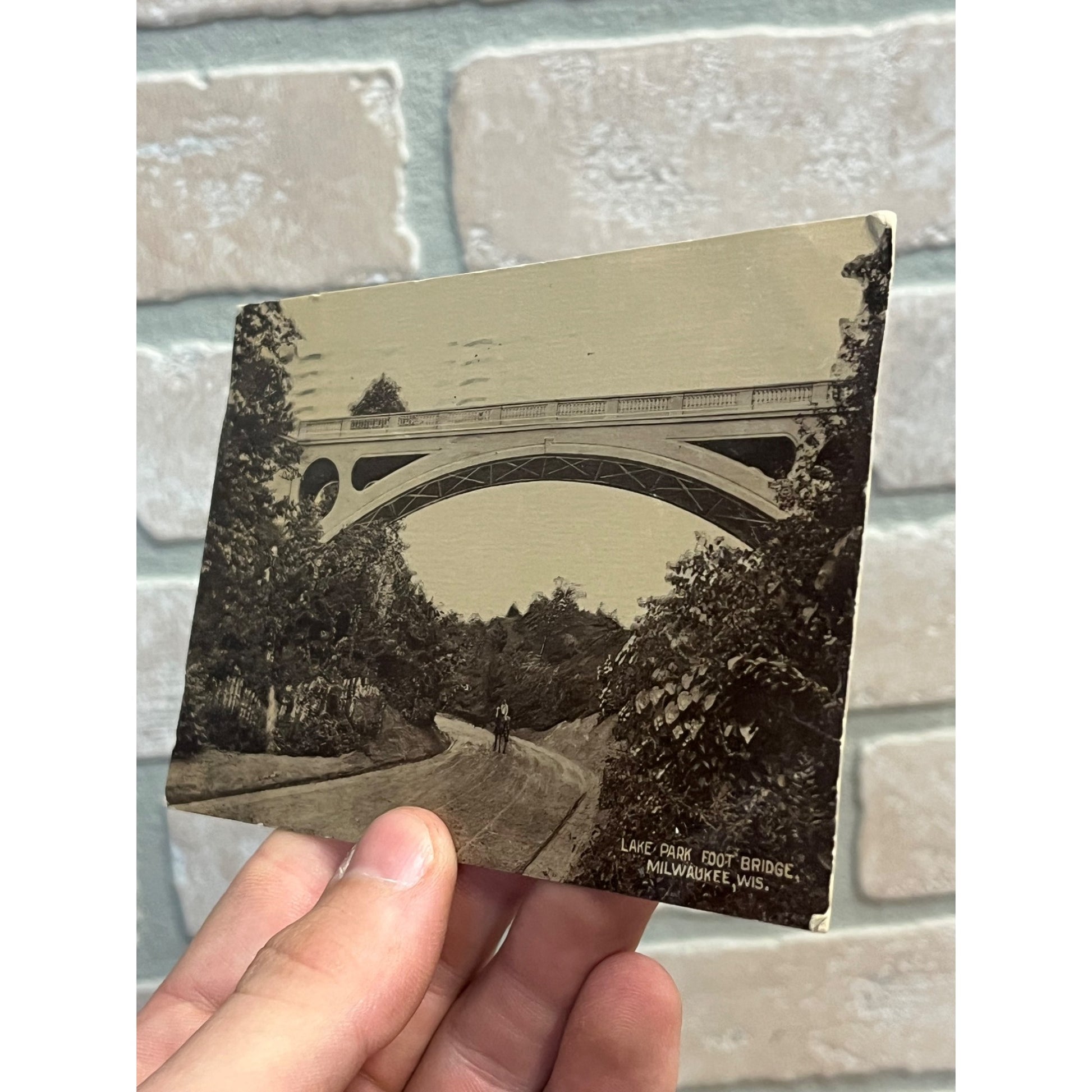Vintage 1910 Milwaukee Wis Lake Park Foot Bridge RPPC Postcard