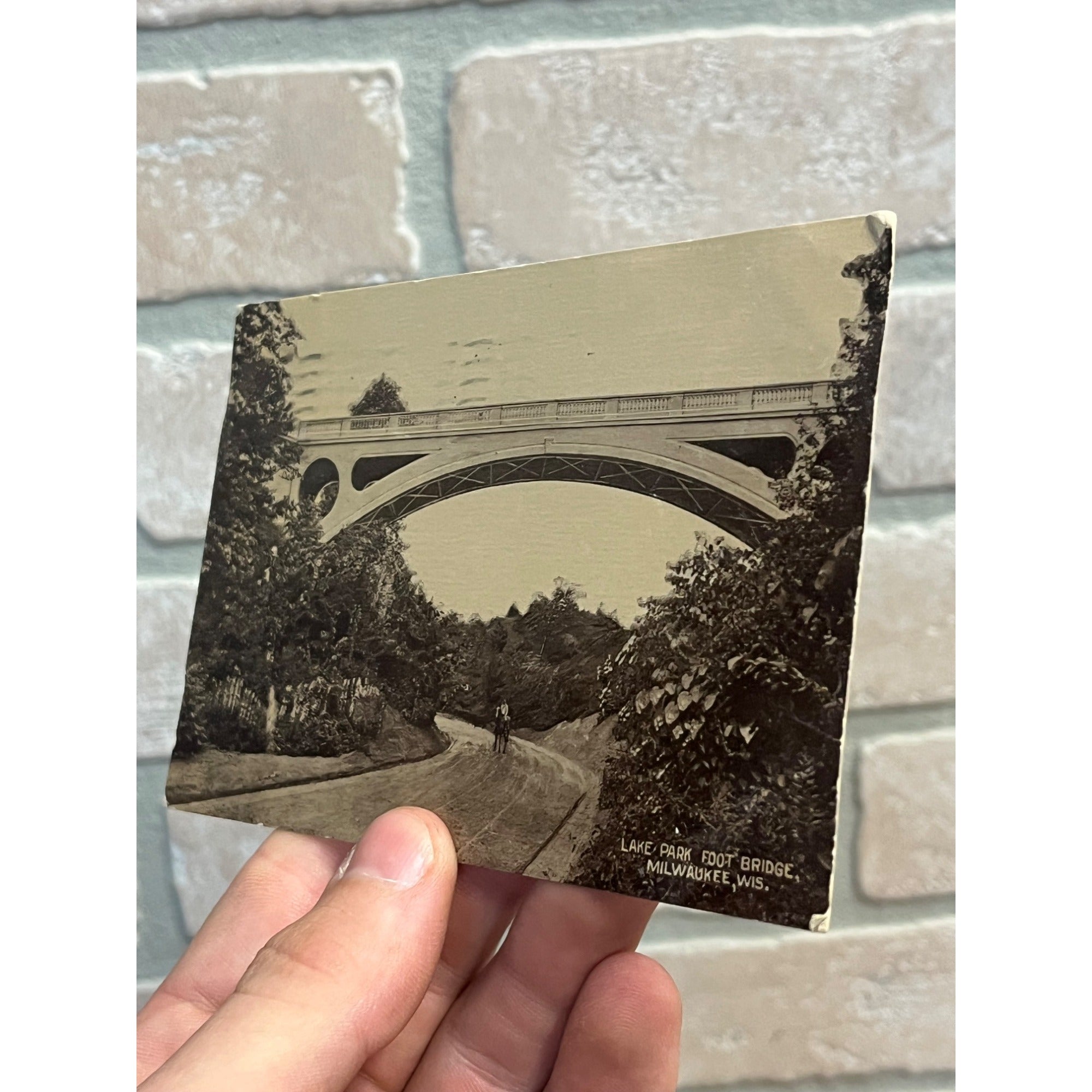 Vintage 1910 Milwaukee Wis Lake Park Foot Bridge RPPC Postcard