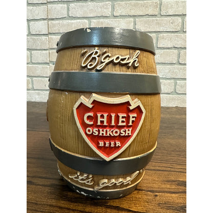 Vintage 1950s Chief Oshkosh Brewing Co. Wis Chalkware Coin Bank Advertising