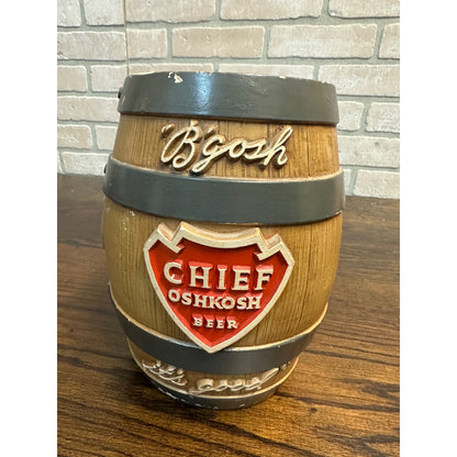 Vintage 1950s Chief Oshkosh Brewing Co. Wis Chalkware Coin Bank Advertising