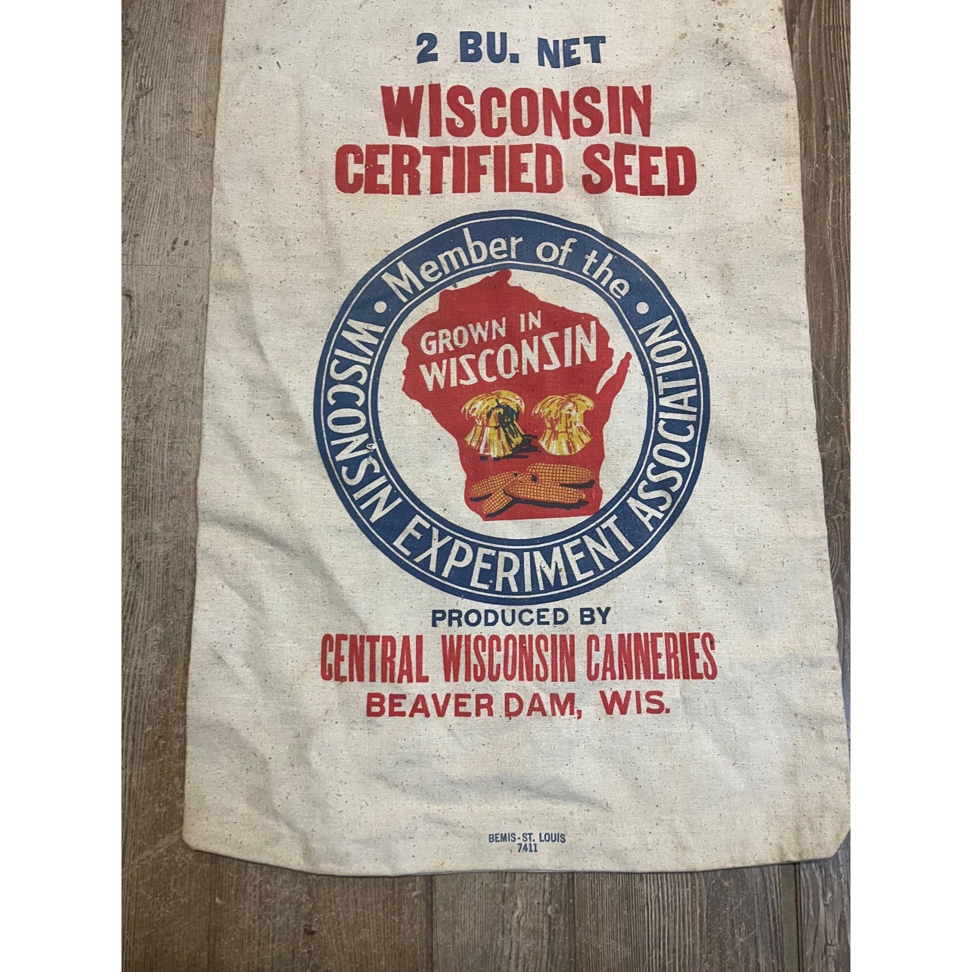 Cloth Wisconsin Certified Seed Sack Central Wisconsin Canneries Beaver Dam WI