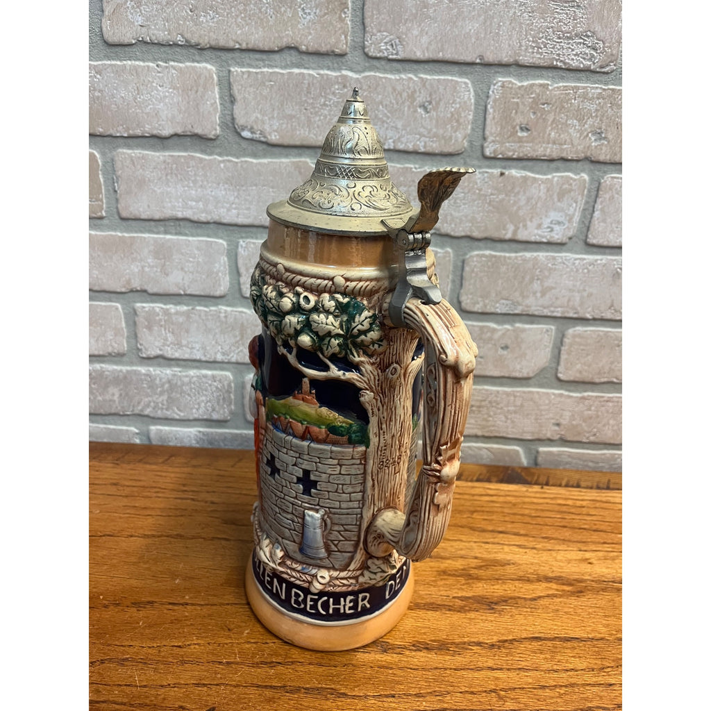 Vintage GERZ German Large Beer Stein 1.5L Mug Tavern Scene #3248
