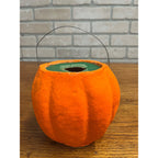 Vintage Halloween Jack O'Lantern Paper Mache Pulp w/ Insert & Battery