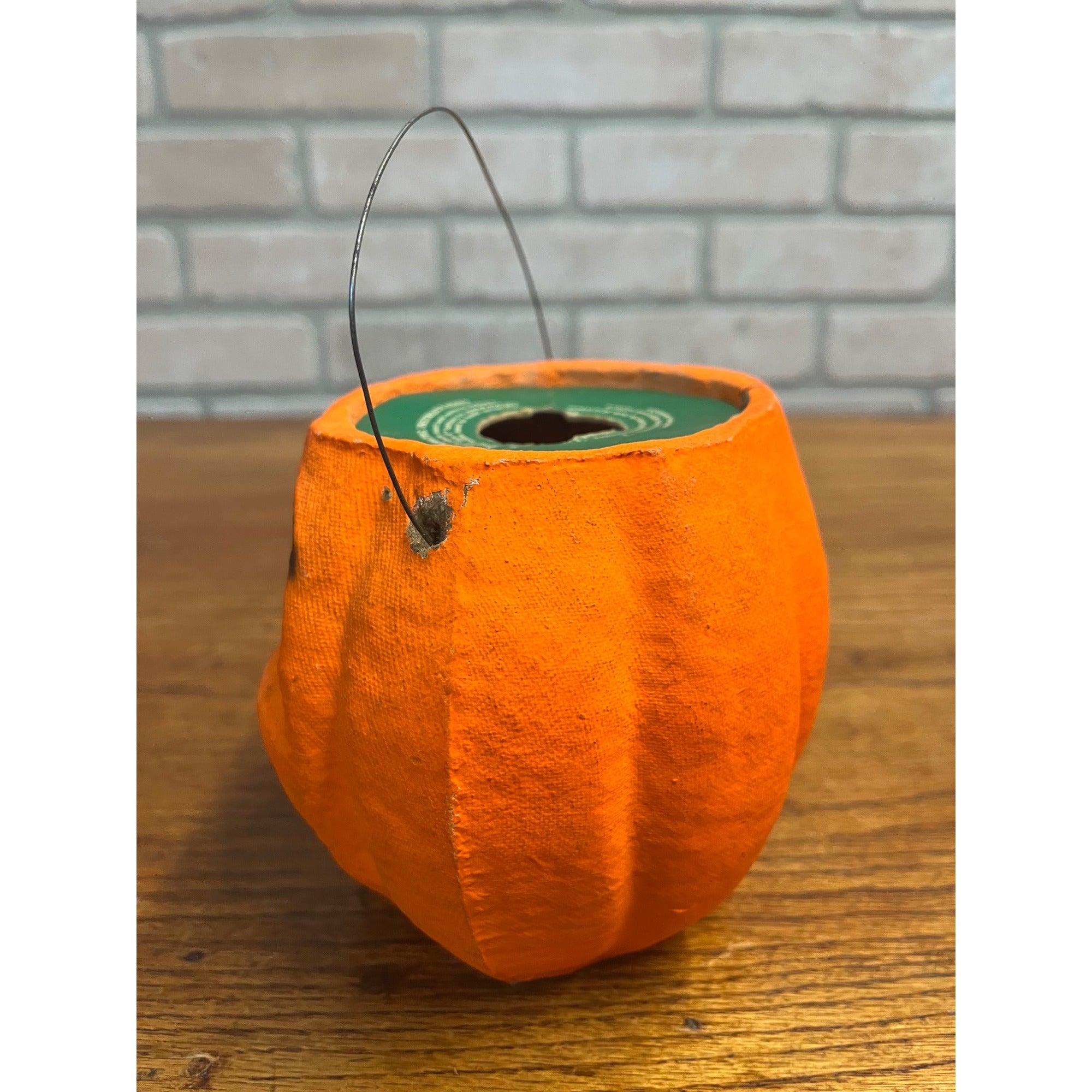 Vintage Halloween Jack O'Lantern Paper Mache Pulp w/ Insert & Battery