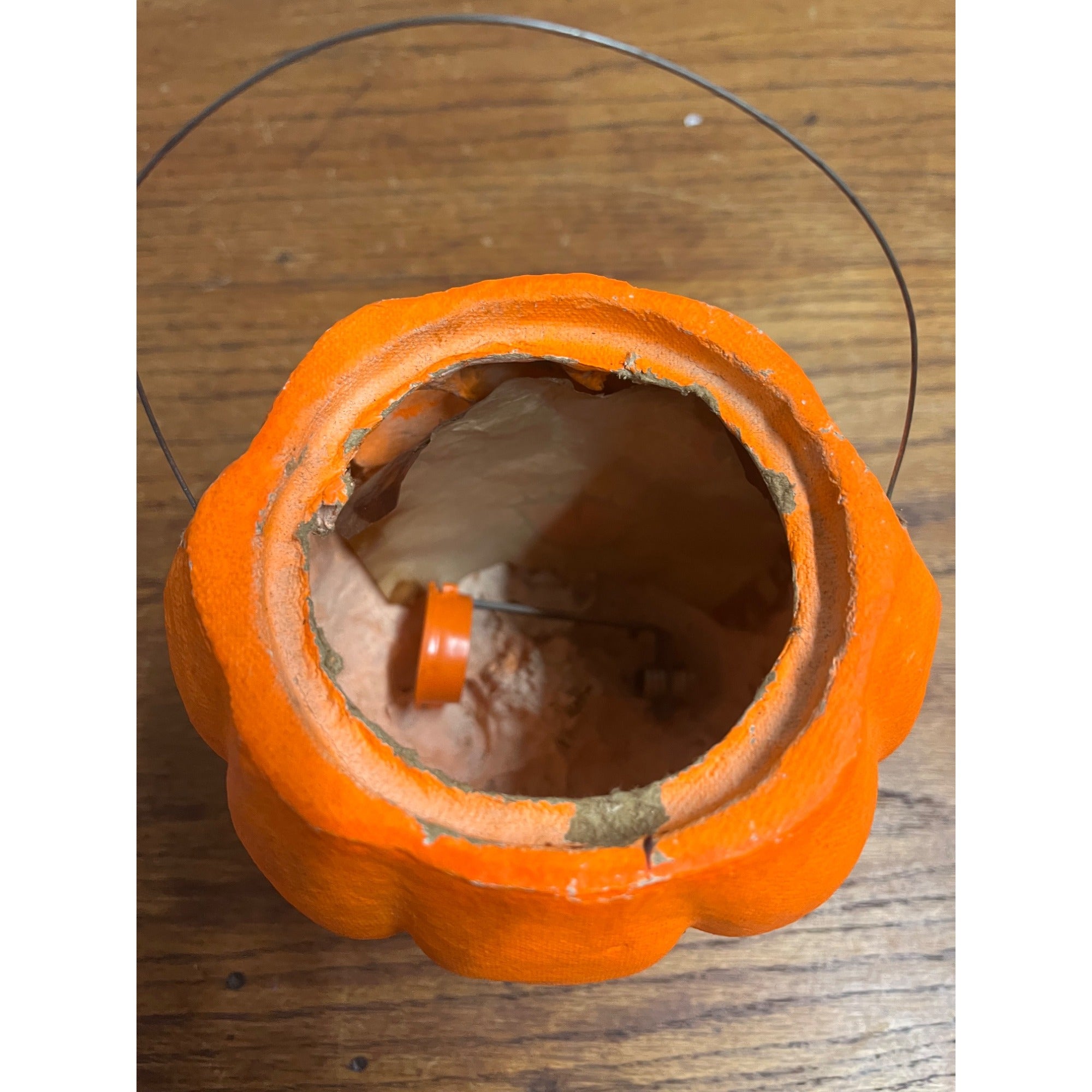 Vintage Halloween Jack O'Lantern Paper Mache Pulp w/ Insert & Battery