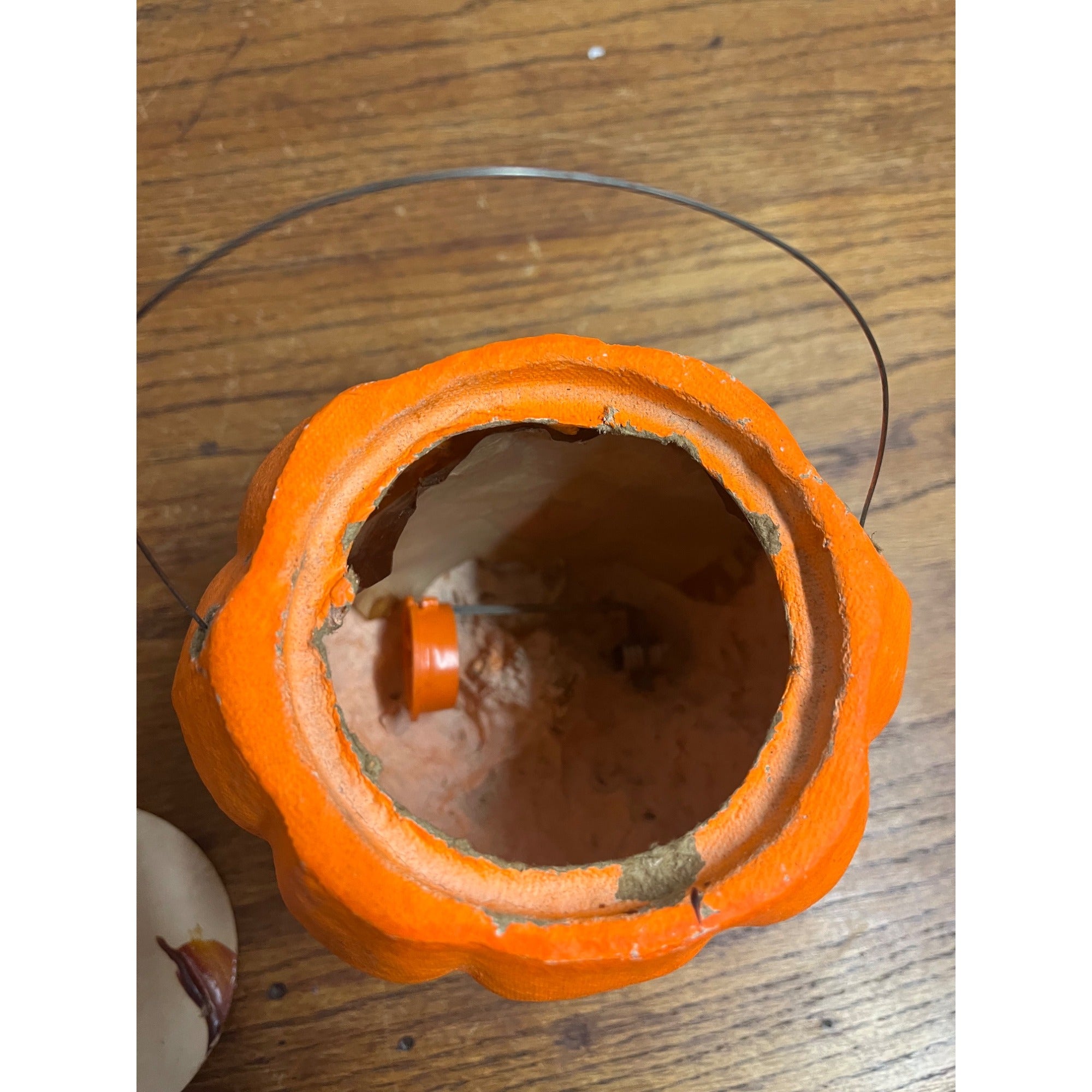 Vintage Halloween Jack O'Lantern Paper Mache Pulp w/ Insert & Battery