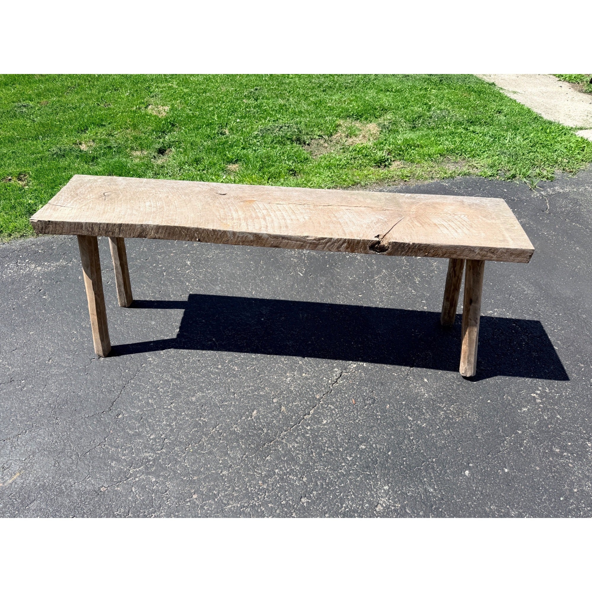 Antique Rustic Farmhouse Thick Barn Plank Bench Reclaimed Wood