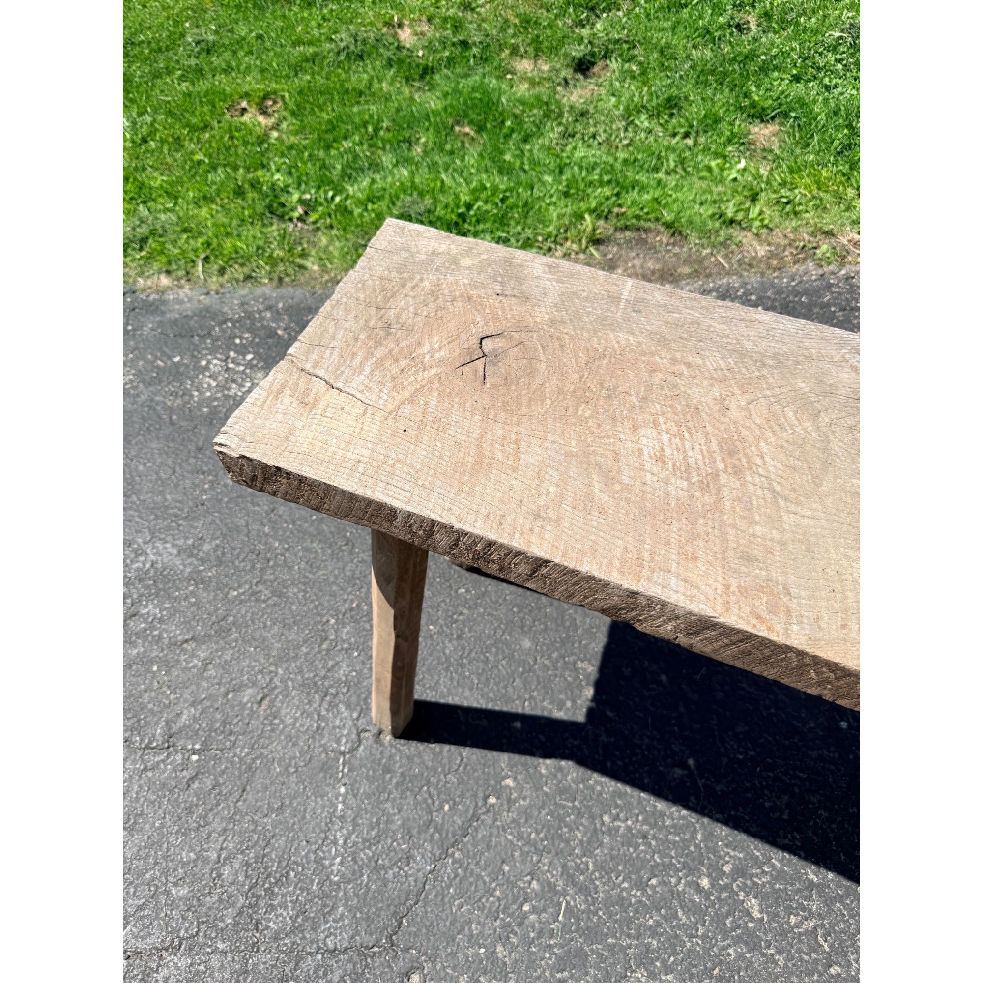 Antique Rustic Farmhouse Thick Barn Plank Bench Reclaimed Wood