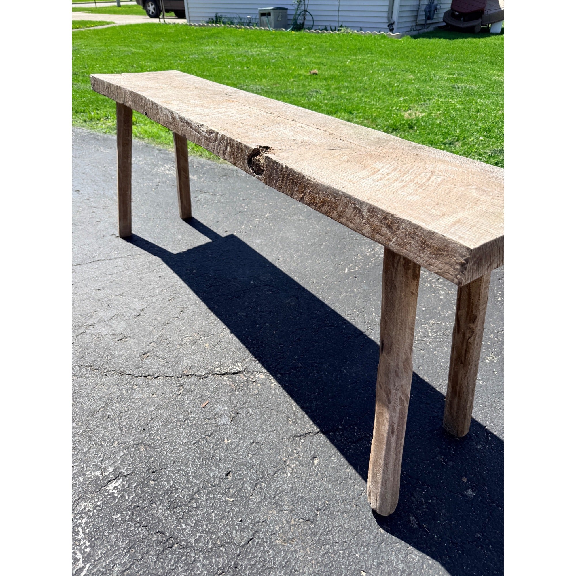 Antique Rustic Farmhouse Thick Barn Plank Bench Reclaimed Wood