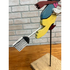 Original Vintage Halloween Flying Witch Fence Wooden Whirligig Folk Art
