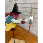 Original Vintage Halloween Flying Witch Fence Wooden Whirligig Folk Art