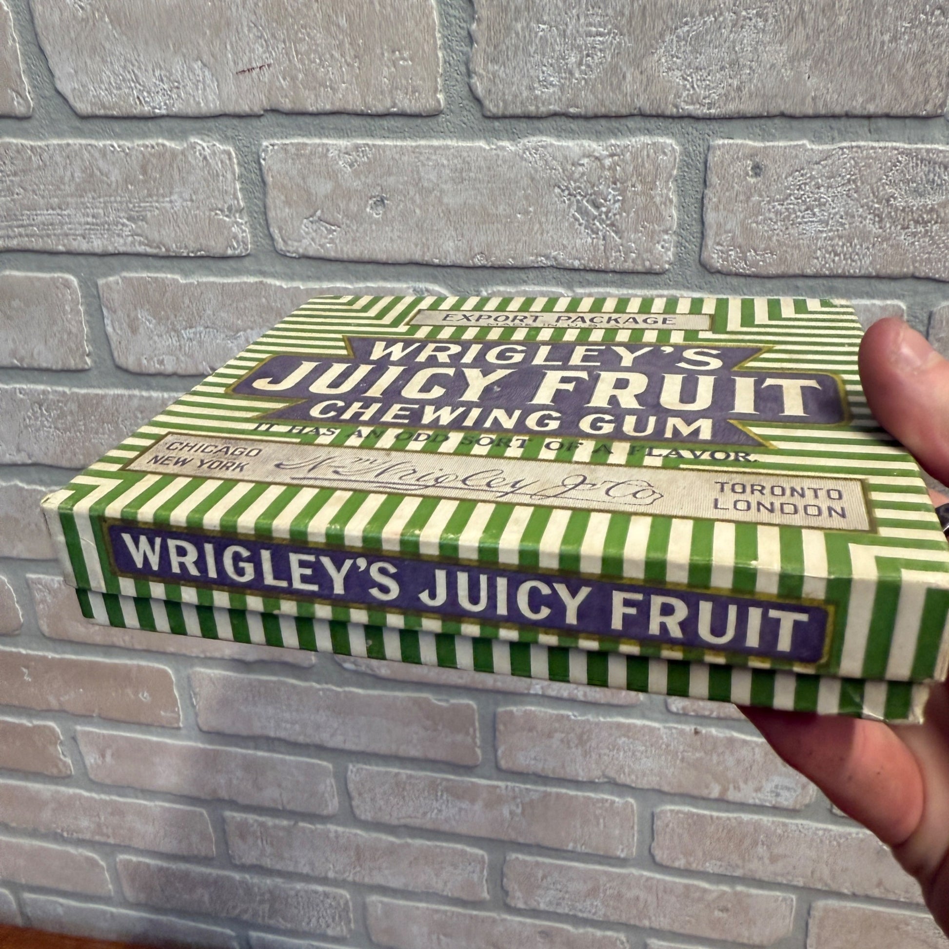 Vintage 1920's Wrigley's Juicy Fruit Gum Box Export Package Counter Display