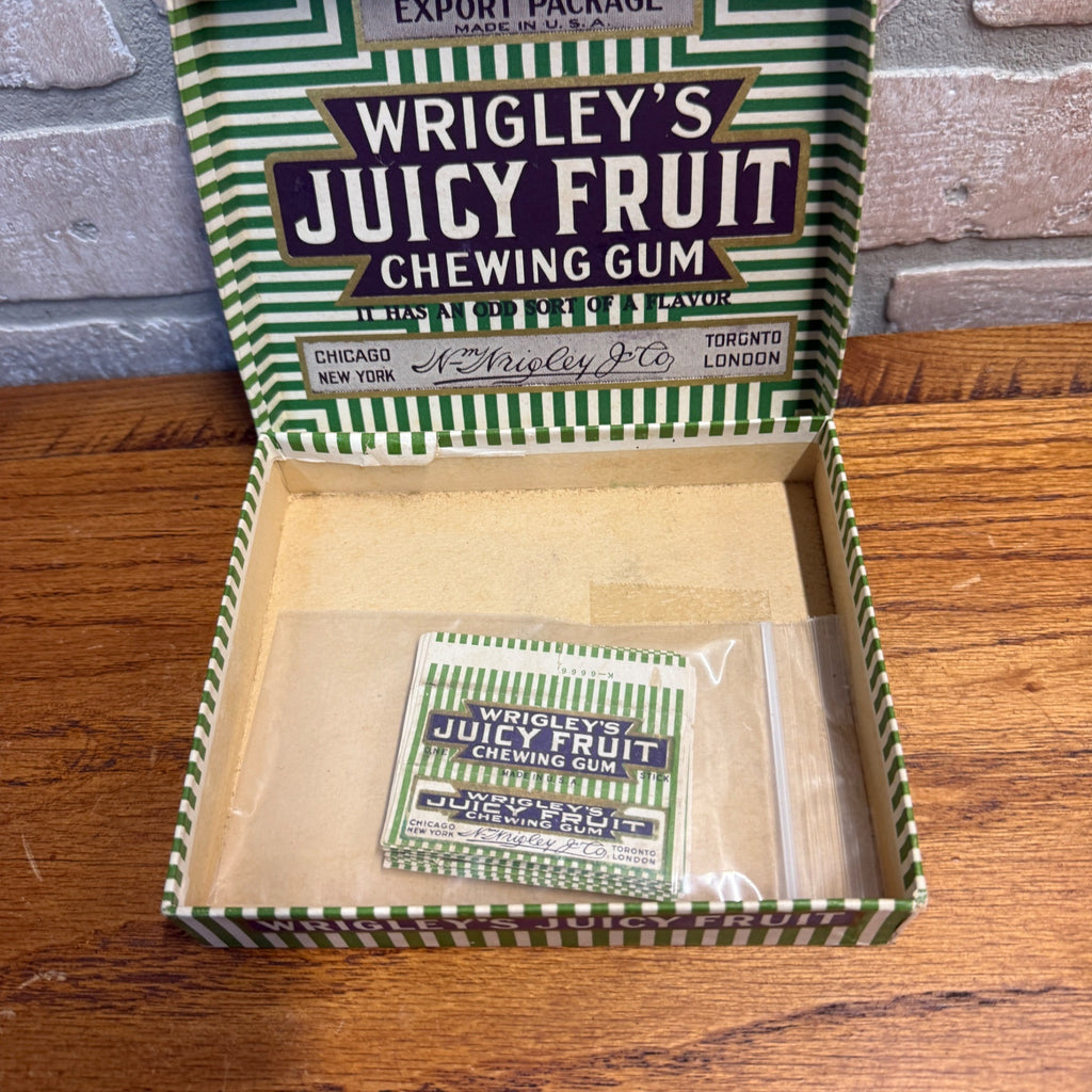 Vintage 1920's Wrigley's Juicy Fruit Gum Box Export Package Counter Display