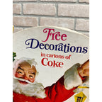 RARE Vintage 1960s Coca Cola Santa Christmas Tree Advertising Sign Diecut Promo