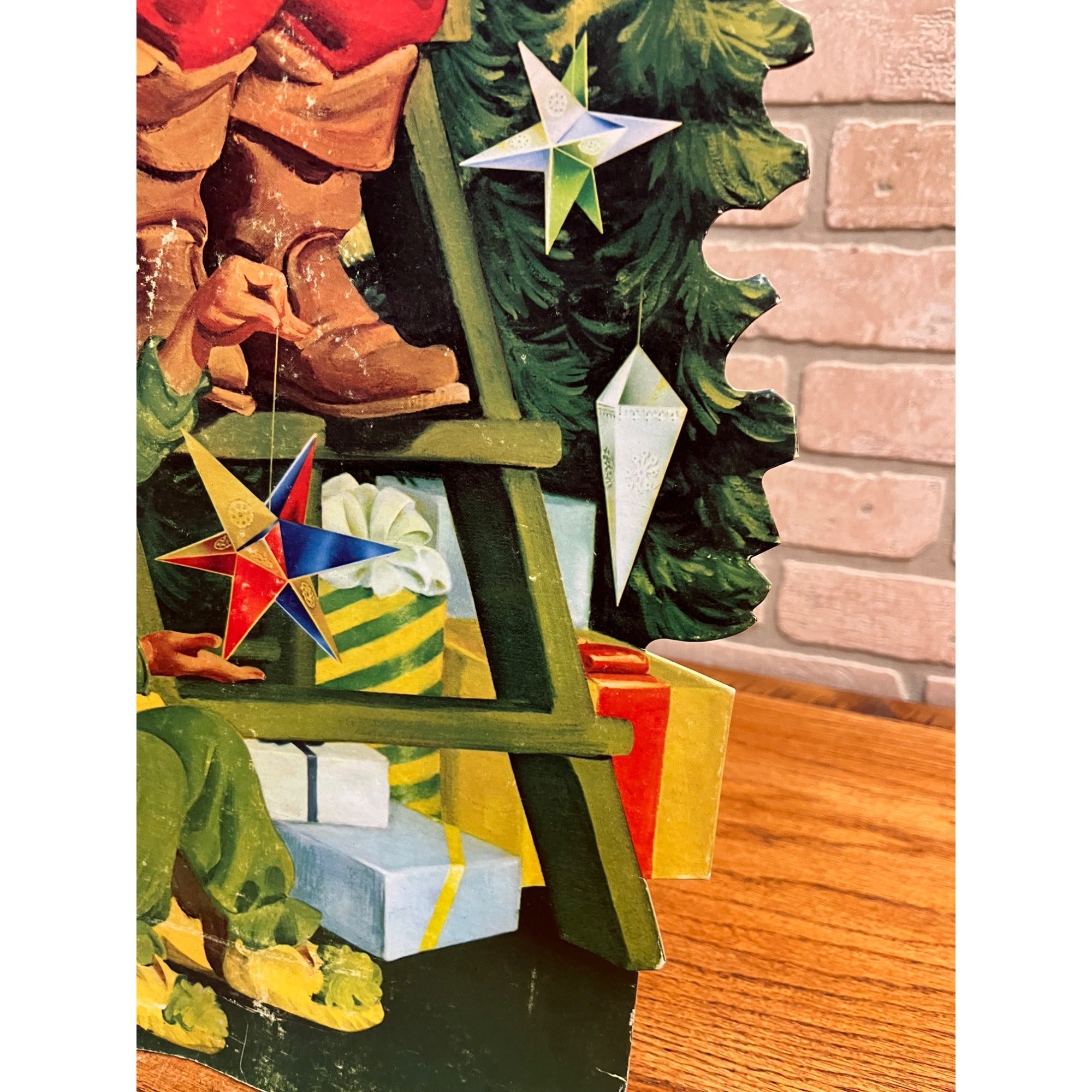 RARE Vintage 1960s Coca Cola Santa Christmas Tree Advertising Sign Diecut Promo