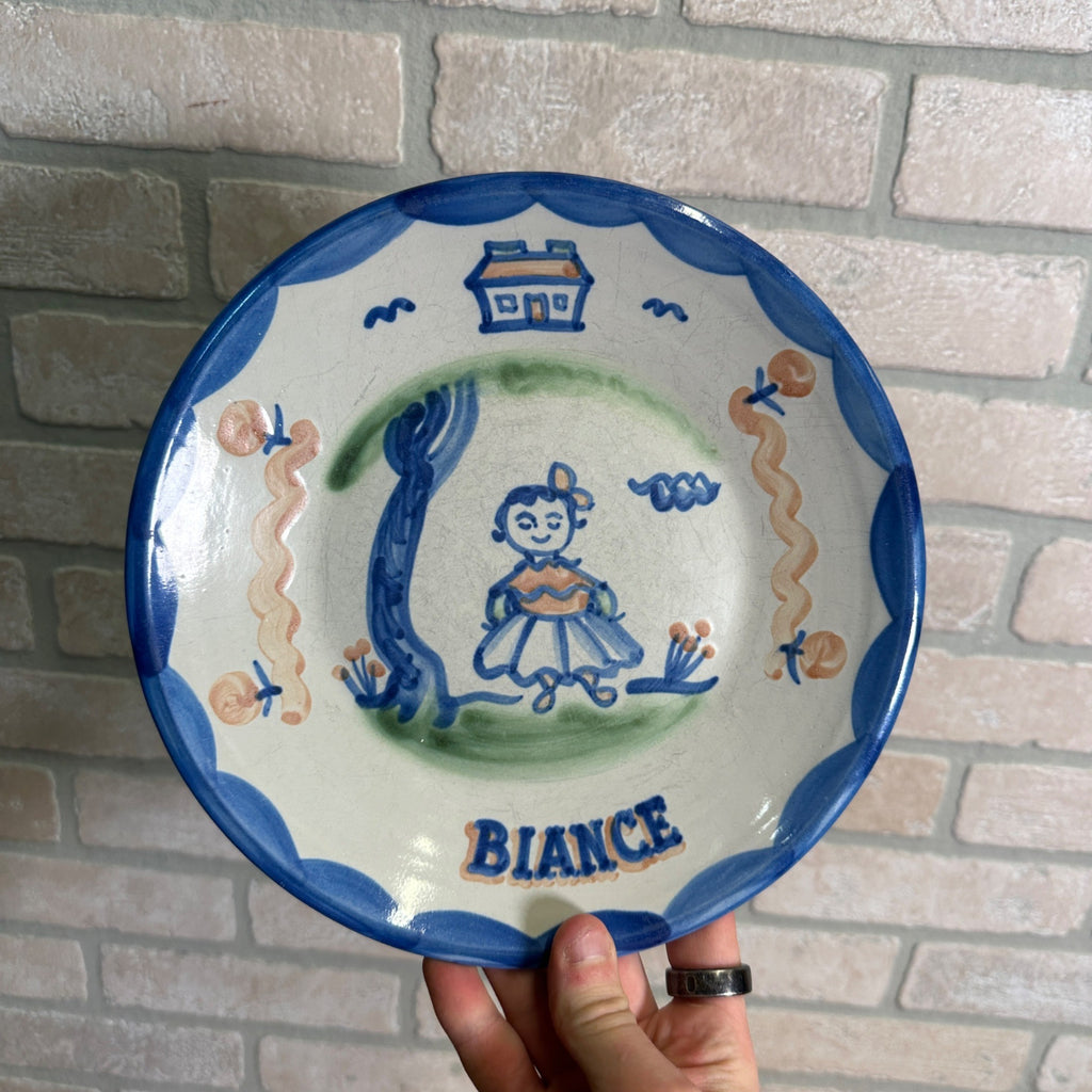 M A Hadley Pottery Farmer’s Daughter Little Girl 9” Plate “Biance”