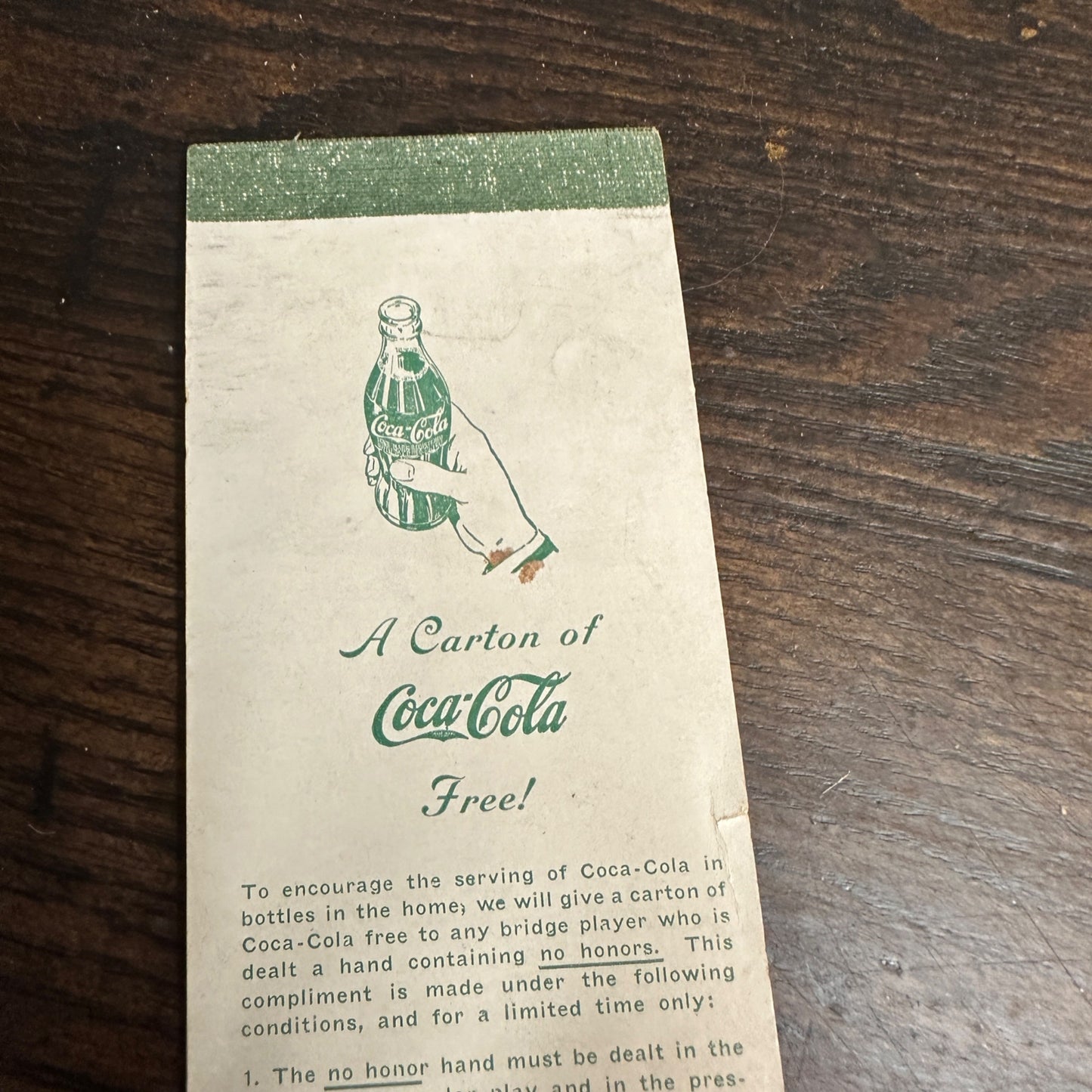 Coca Cola 1935 Bottling Works Havre de Grace Maryland Bridge Score Pad Paper