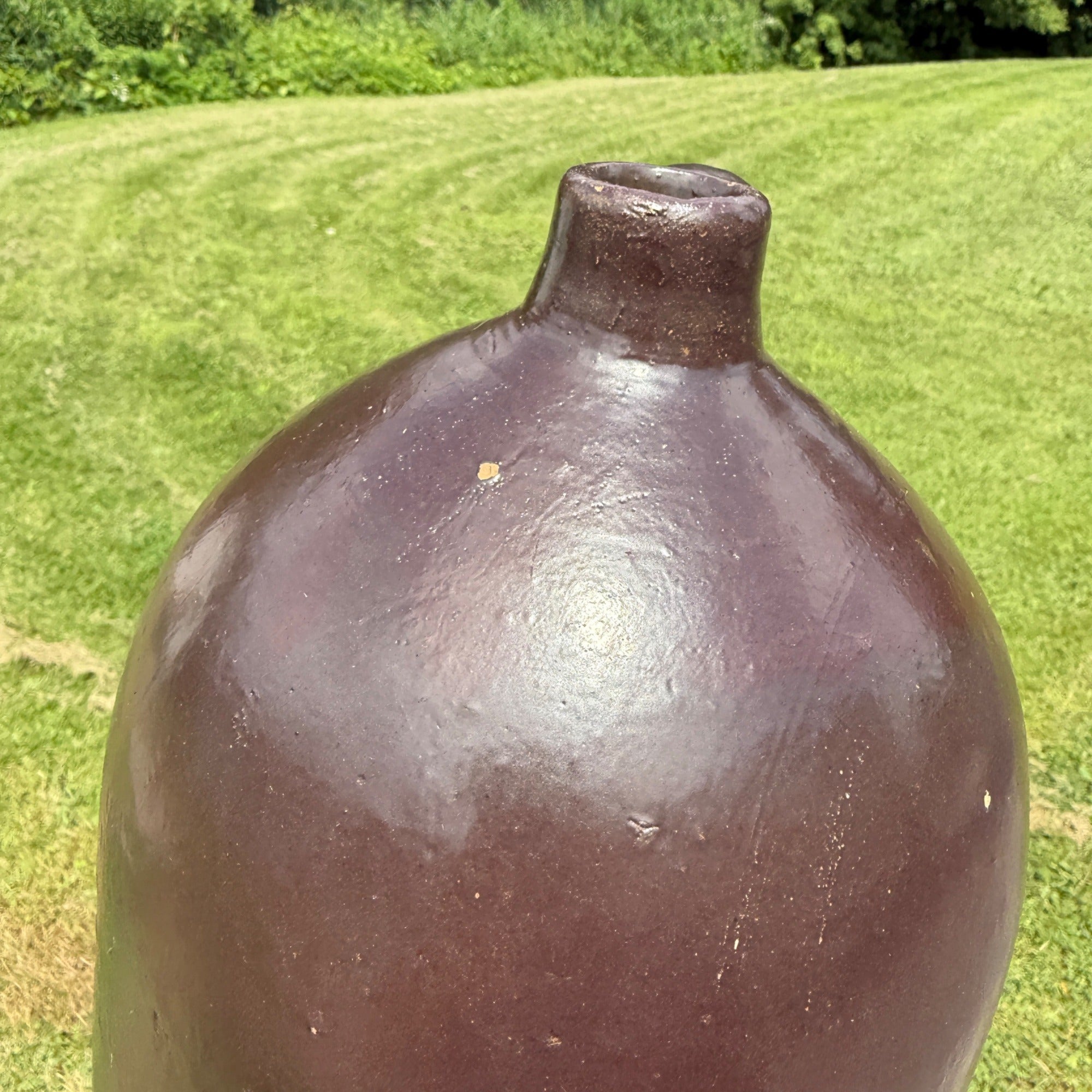 Antique Brown Smooth Shoulder Moonshine Whiskey Jug Primitive Stoneware