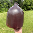 Antique Brown Smooth Shoulder Moonshine Whiskey Jug Primitive Stoneware
