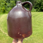 Antique Brown Smooth Shoulder Moonshine Whiskey Jug Primitive Stoneware