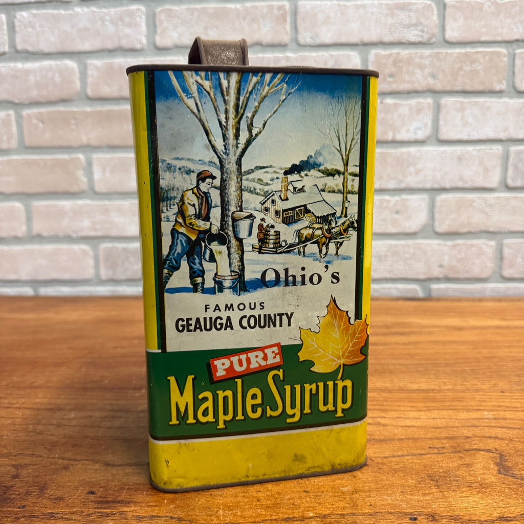 Vintage Ohio Geauga County Maple Syrup Tin 1 Gallon Advertising Can