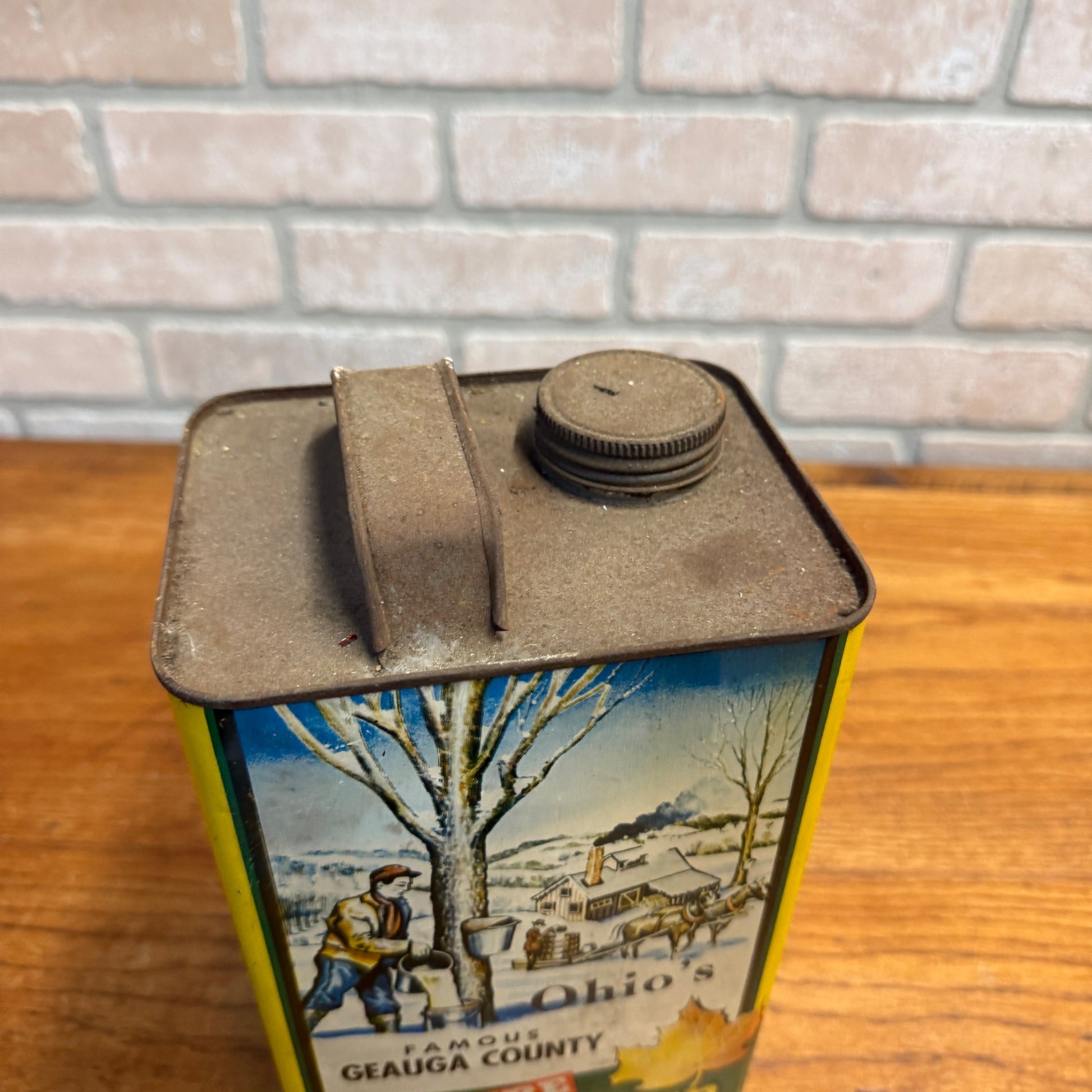 Vintage Ohio Geauga County Maple Syrup Tin 1 Gallon Advertising Can