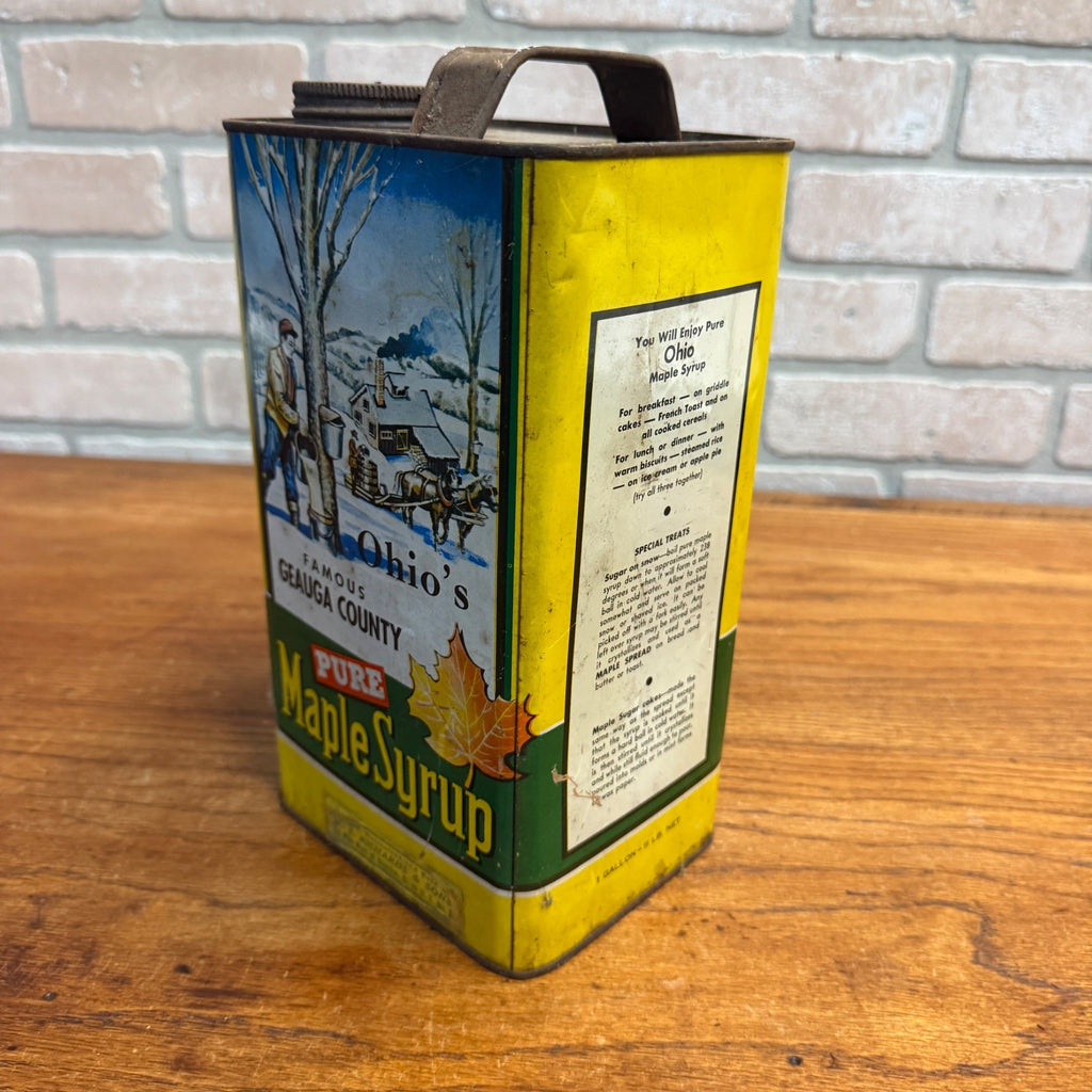 Vintage Ohio Geauga County Maple Syrup Tin 1 Gallon Advertising Can