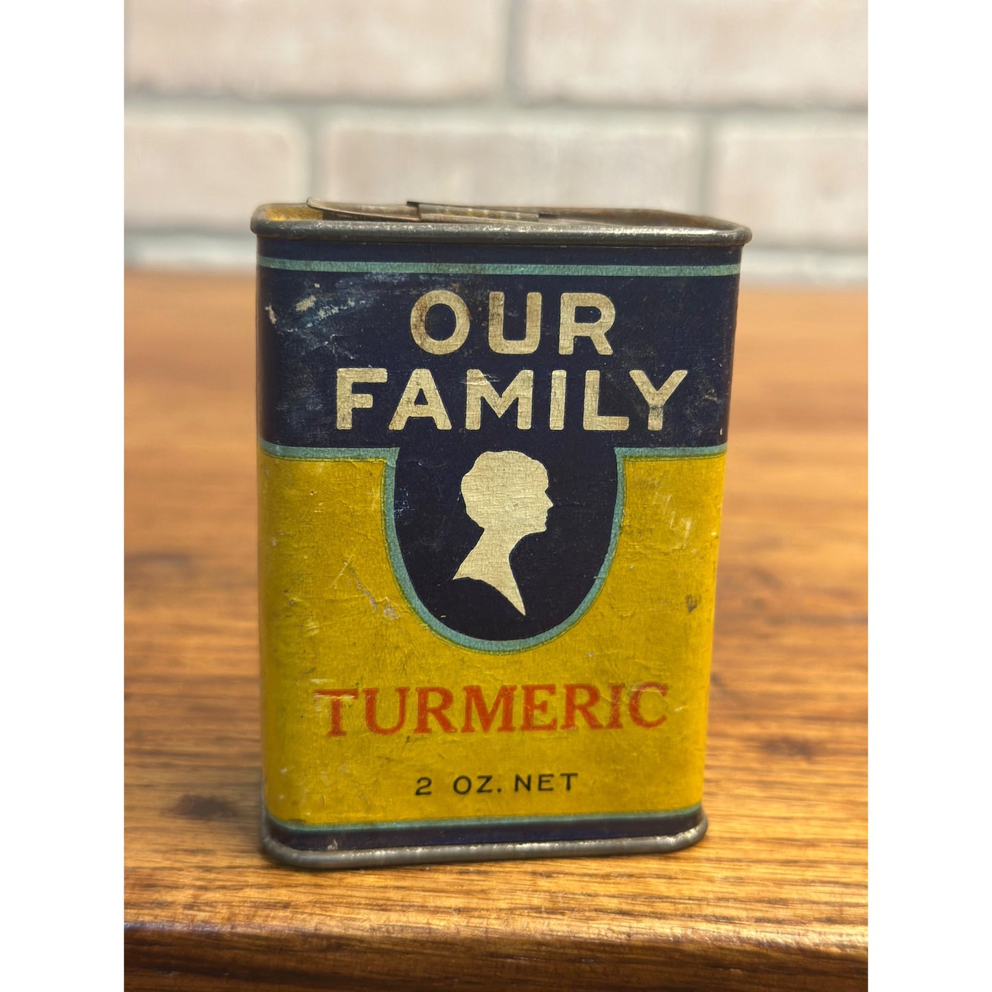 Vintage 1940s Our Family Spice Tin Advertising 2oz Turmeric Nash Finch Co