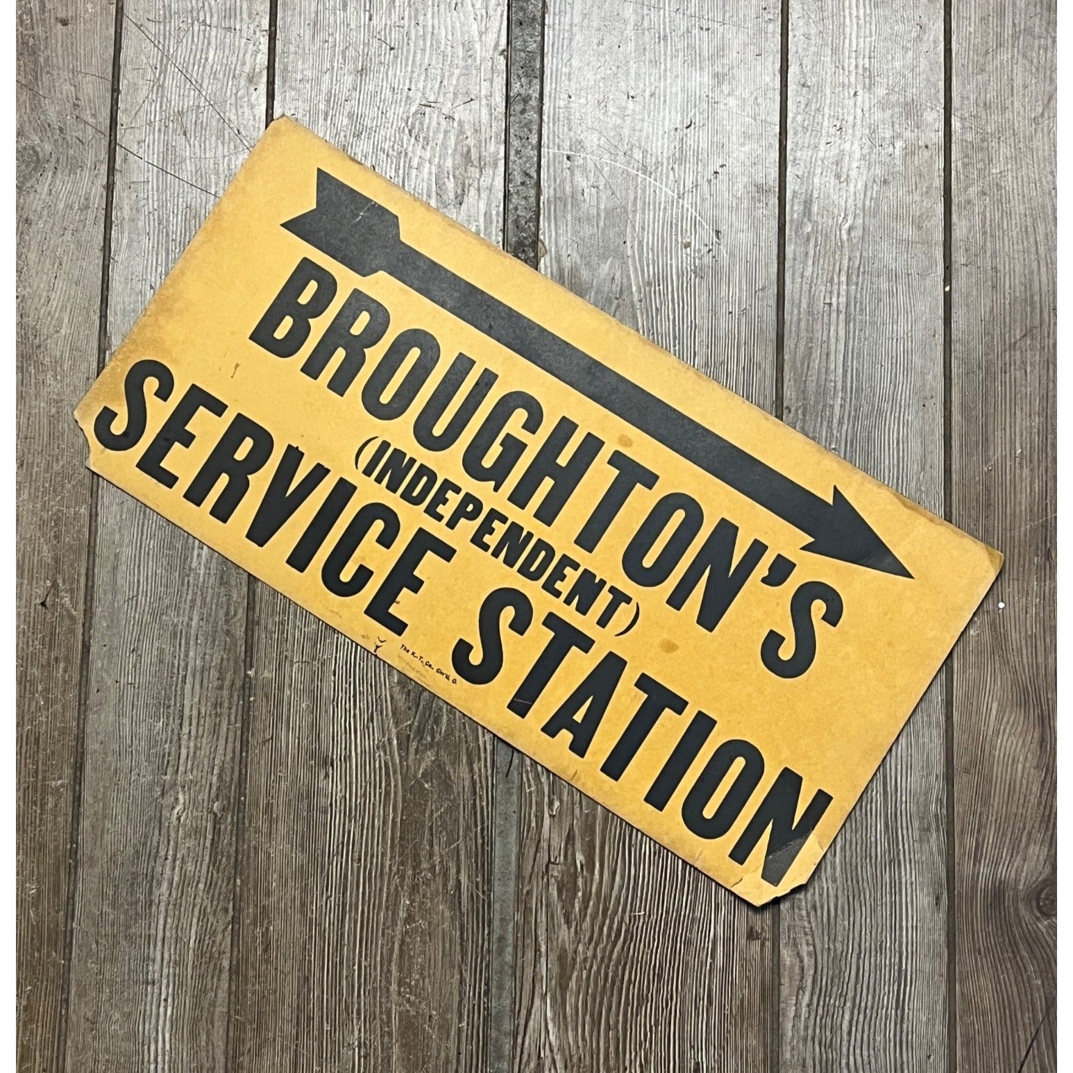 Antique 1920s Broughton's Service Gas Station Broadhead WI Wis Advertising Sign