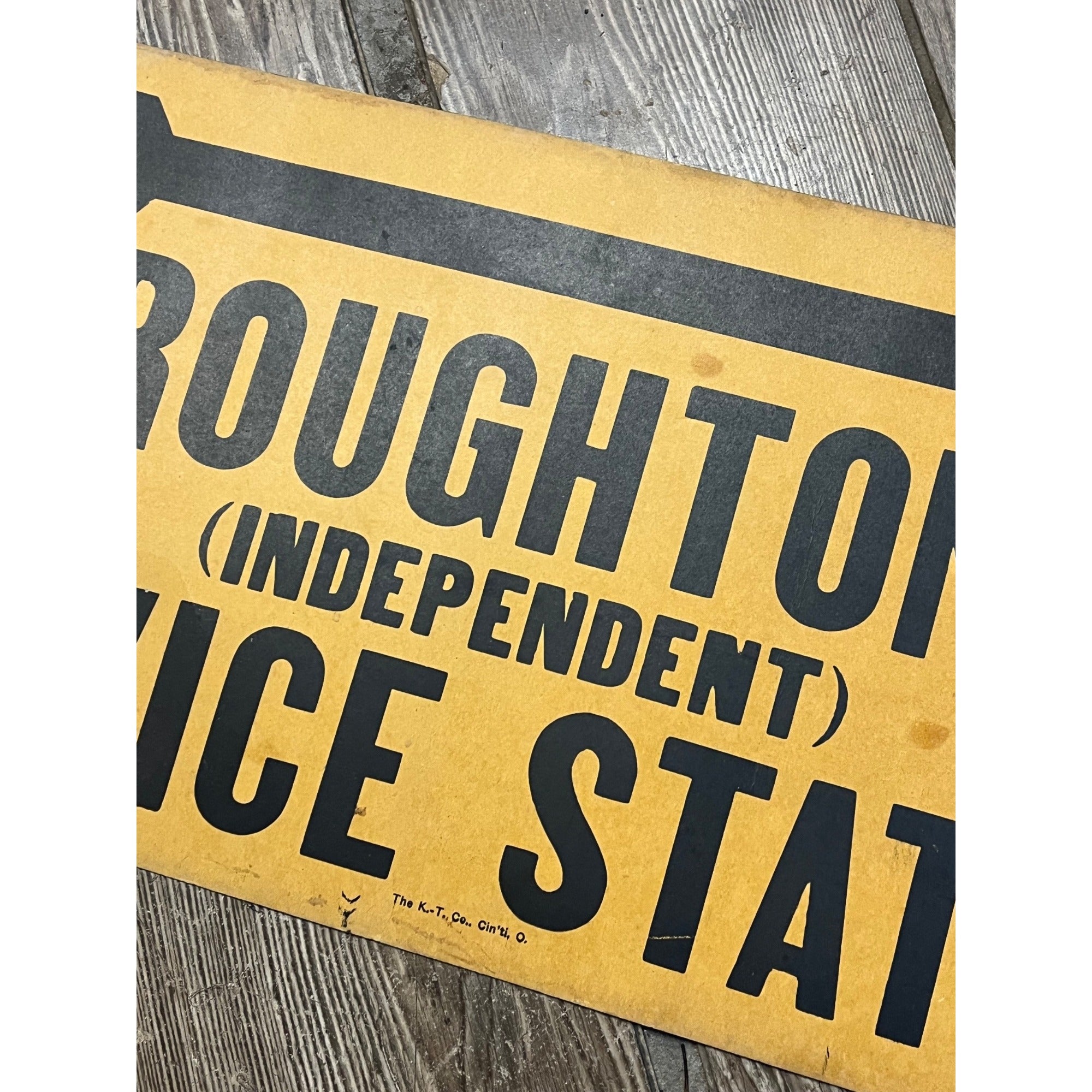 Antique 1920s Broughton's Service Gas Station Broadhead WI Wis Advertising Sign