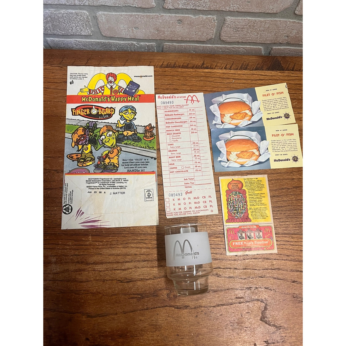 Vintage Lot of McDonalds Collectibles Drinking Glass, 1960s Menu Sheet ++