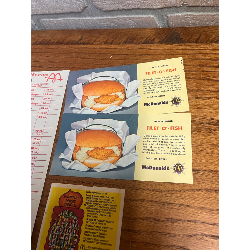 Vintage Lot of McDonalds Collectibles Drinking Glass, 1960s Menu Sheet ++