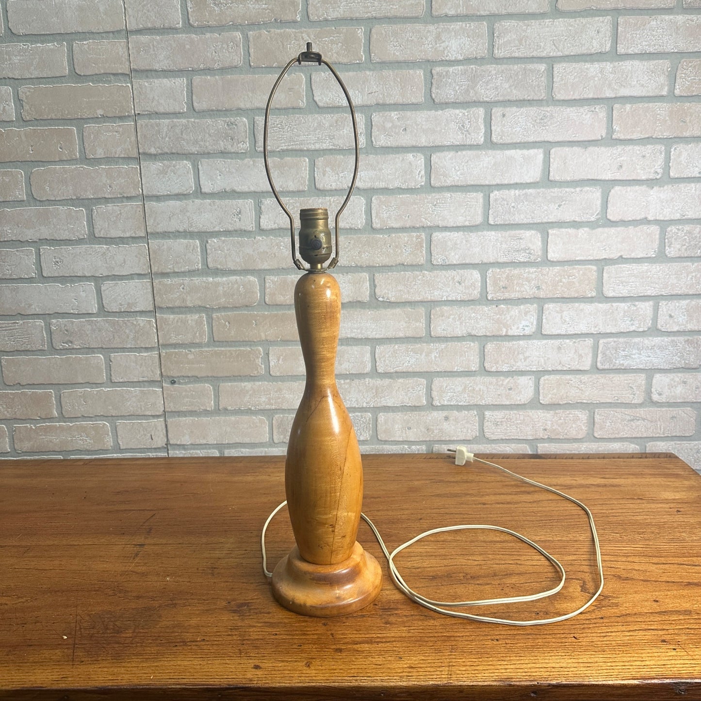 Vintage Mid-Century Turned Wooden Lamp Base MCM Retro No Shade